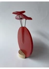 Kerek váza szet, piros színállásban 13 cm