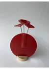 Kerek váza szet, piros színállásban 13 cm