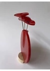 Kerek váza szet, piros színállásban 13 cm