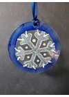 Blue hand-painted snowflake-shaped glass ornament