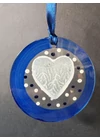 Blue hand-painted heart-shaped glass ornament