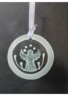 White hand-painted standing angel glass ornament
