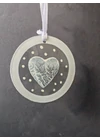 White hand-painted heart-shaped glass ornament