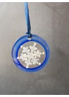 Kék kézzel festett, hópehely alakú üvegdísz