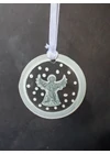 Fehér kézzel festett, álló angyal üvegdísz