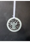 Fehér kézzel festett, álló angyal üvegdísz