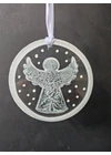 White hand-painted standing angel glass ornament