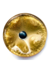 Kis méretű kerek üveg virág beltérre arany színben 43 cm -es rozsdamentes acélszáron