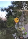 Közepes méretű üveg kála virág kültérre transzparens, narancssárga, sárga színben 43 cm -es rozsdamentes acélszáron