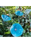 Medium -sized glass calabel flower for outdoor in aquamarine colour with 43 cm stainless steel stem.