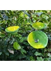 Medium -sized glass calabel flower for outdoor in yellow-light green colour with 43 cm stainless steel stem.