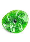 Kis méretű ovális üveg virág beltérre zöld- sötétkék-fehér színben 43 cm -es rozsdamentes acélszáron