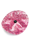 Kis méretű ovális üveg virág beltérre transzparens- magenta-pink színben 43 cm -es rozsdamentes acélszáron