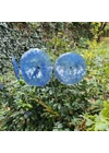 Large size glass flower for outdoor use in transparent, dark blue, light blue colour with 1 meter stainless steel stem