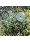 Large size glass flower for outdoor use in transparent, green, dark blue colour with 1 meter stainless steel stem