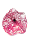 Közepes méretű üveg tölcsér virág beltérre transzparens- magenta-pink színben 50 cm -es rozsdamentes acélszáron
