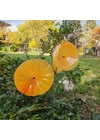 Large size glass flower for outdoor use in transparent, yellow, orange colour with 50 cm stainless steel stem