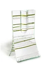 Small transparent vase with applegreen green-white stripes in 8x13 cm