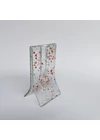 Small 8x13 cm transparent vase with light red-orange-white spots