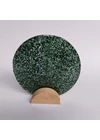 Small Round Vase with Beech Wood Base, 13cm - Transparent Green Black