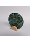 Kis kerek váza bükkfa talppal, 13 cm - átlátszó zöld fekete