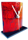 Crakled piros asztali óra 12x14 cm-es méretben oldalsó nézet