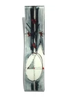 Geometry szürke-piros falióra 10x41 cm