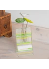 Kis méretű 8x13 cm-es váza 3 darab kis virággal fehér-fekete színállásban