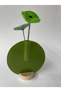 Kerek váza szet, almazöld színállásban 13 cm