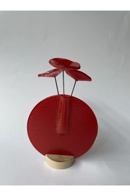 Kerek váza szet, piros színállásban 13 cm