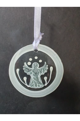 White hand-painted standing angel glass ornament