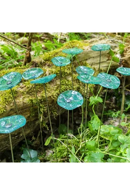 Kis méretű kerek üveg virág kültérre transzparens- zöld-sötétkék színben