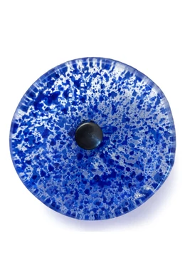 Round glass flower for outdoor in transparent, dark blue, light blue colour