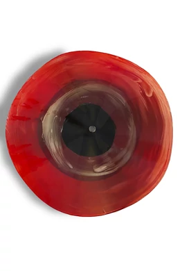 Large size glass flower for indoor use in grey, white colour with 50 cm stainless steel stem