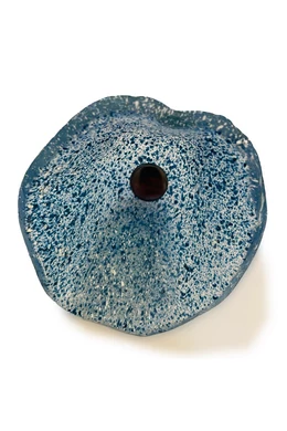 Transparent basic color calla flower with Turquoise-White dots, for outdoor use, on a 43 cm steel stem