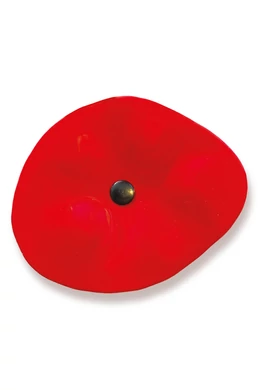 Red basic color oval glass flower, for outdoor use, on a 43 cm steel stem