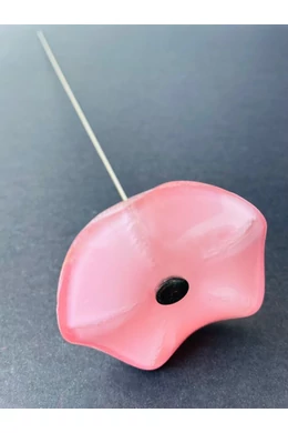 Kis méretű csillagvirág üveg virág beltérre pink színben 43 cm -es rozsdamentes acélszáron