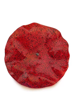 Large size glass flower for outdoor use in red, black colour with 1 meter stainless steel stem