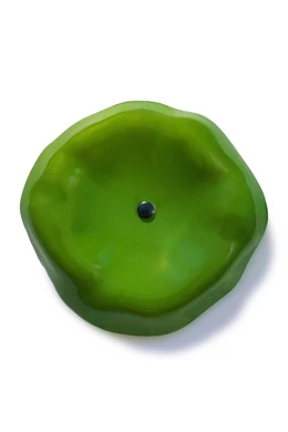 Közepes méretű üveg tölcsér virág kültérre almazöld színben 50 cm -es rozsdamentes acélszáron