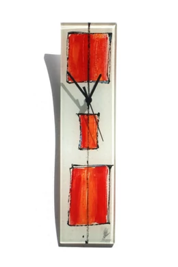 Cubie fehér-piros falióra 10x41 cm