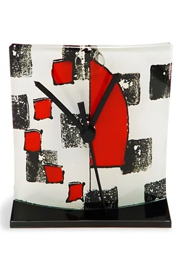 Dotti fehér-fekete asztali óra 12x14 cm-es méretben