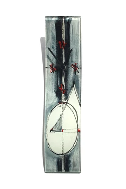Geometry szürke-piros falióra 10x41 cm