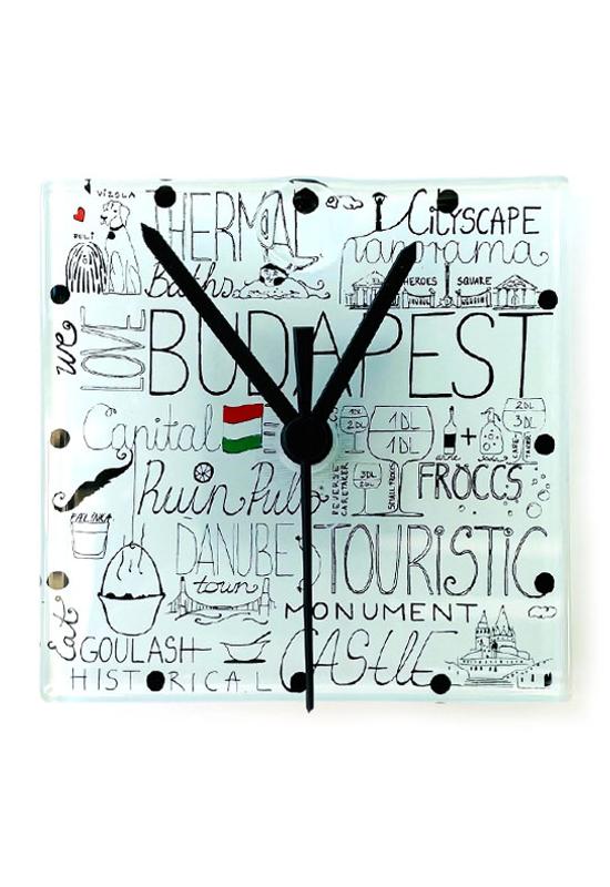 Hungary grafikás falióra 13x13 cm