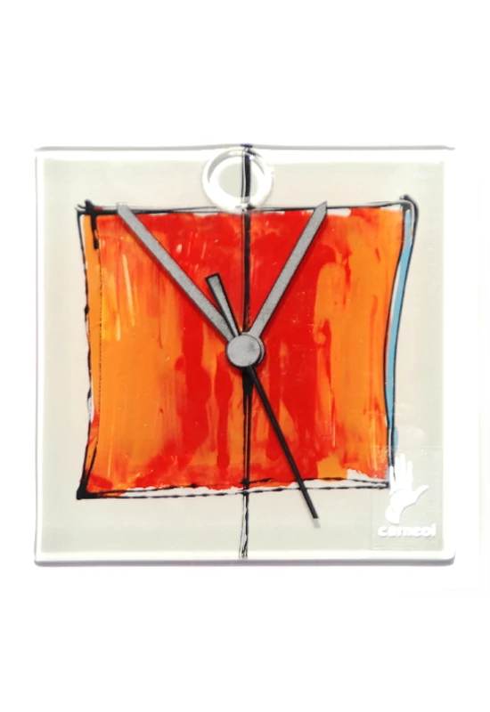 Cubie white-red wall clock 13x13 cm