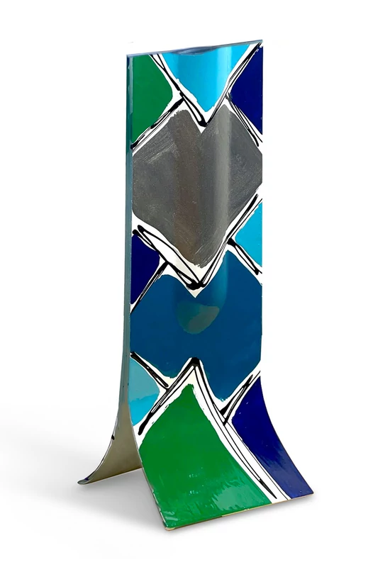 Patchwork Dark Blue-Silver vase 14x36 cm