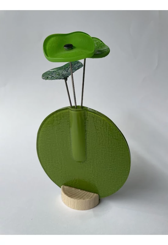 Kerek váza szet, almazöld színállásban 13 cm