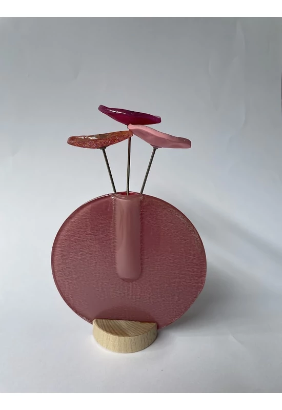 Kerek váza szet, rózsaszín színállásban 13 cm