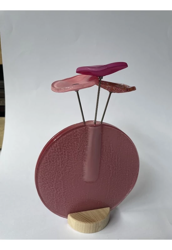 Kerek váza szet, rózsaszín színállásban 13 cm
