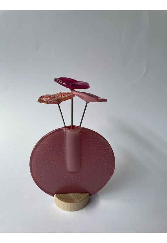 Kerek váza szet, rózsaszín színállásban 13 cm