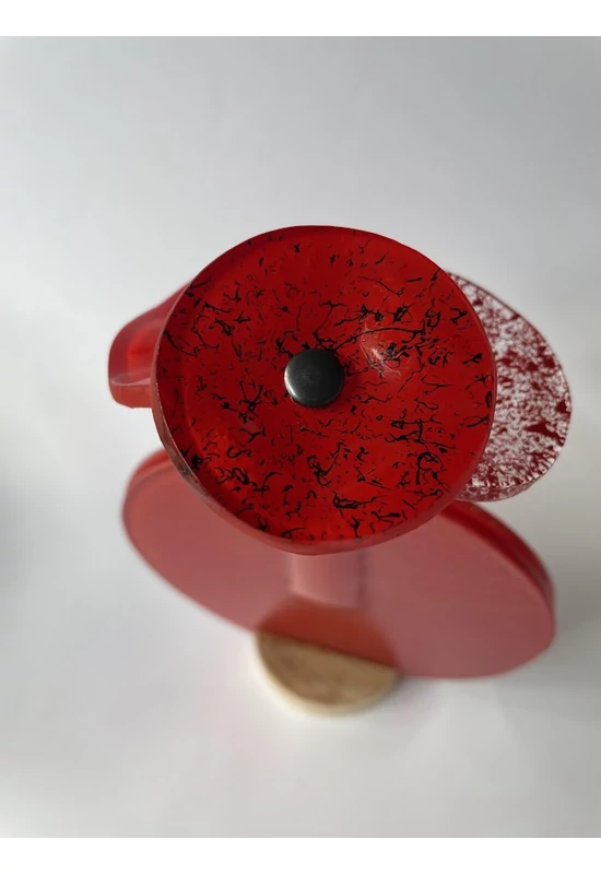 Kerek váza szet, piros színállásban 13 cm